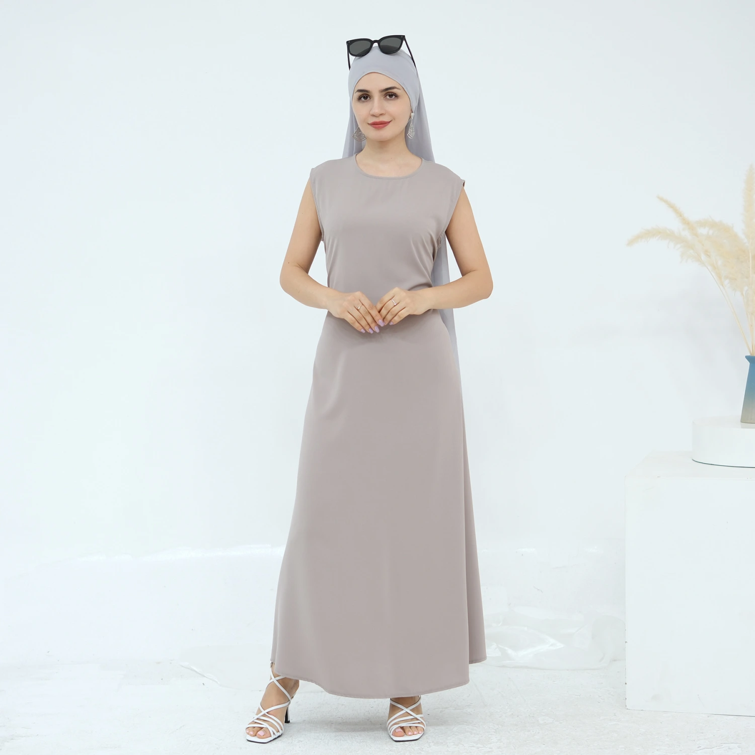 Womens Solid-Color Casual Slip Dress