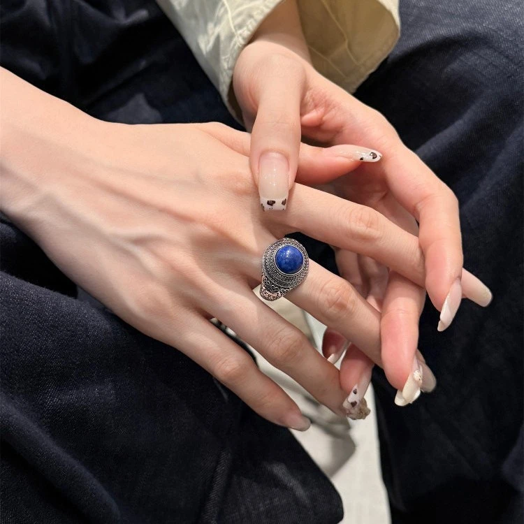 Lapis Lazuli Open Adjustable Womens Ring