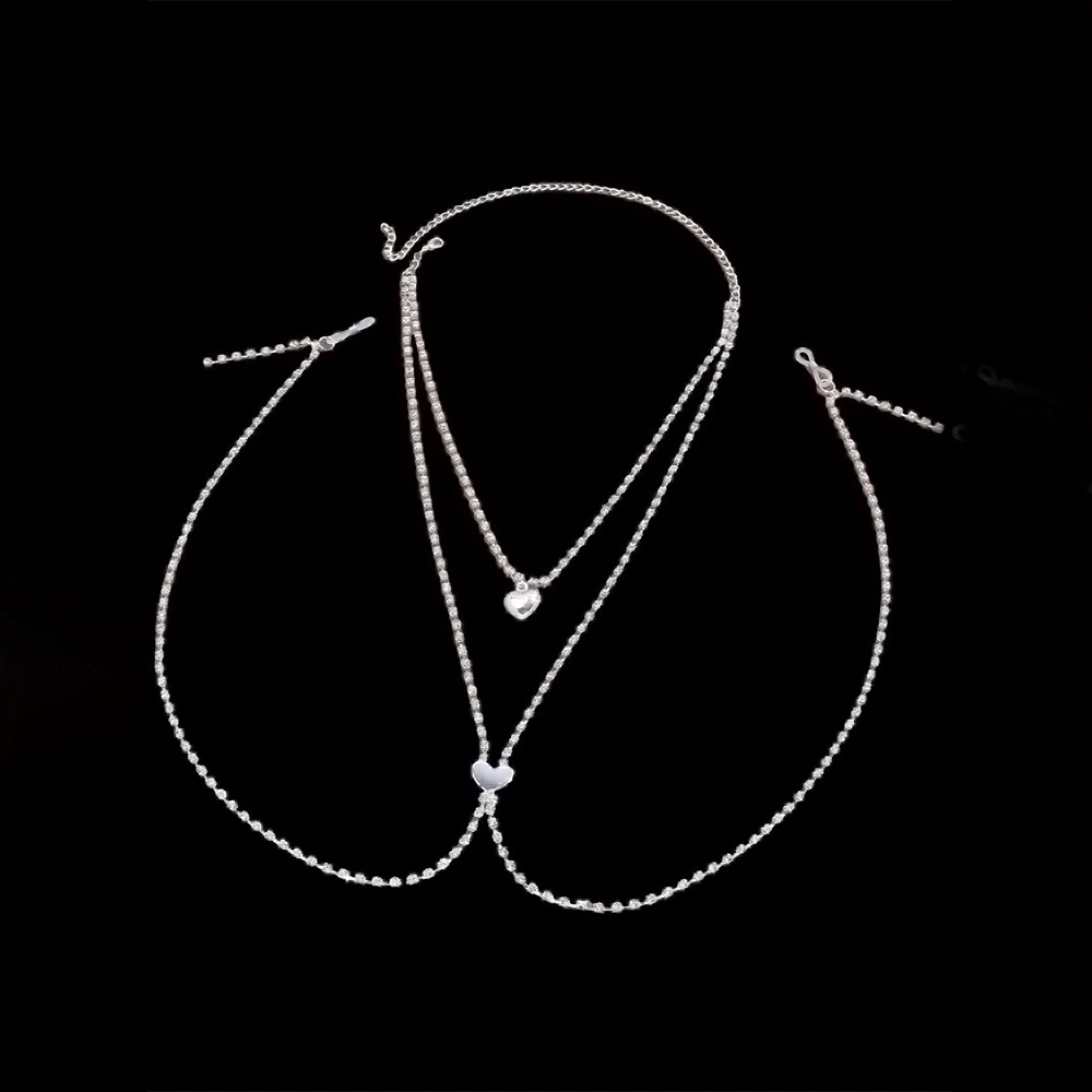 Rhinestone Love Body Chains Accessories