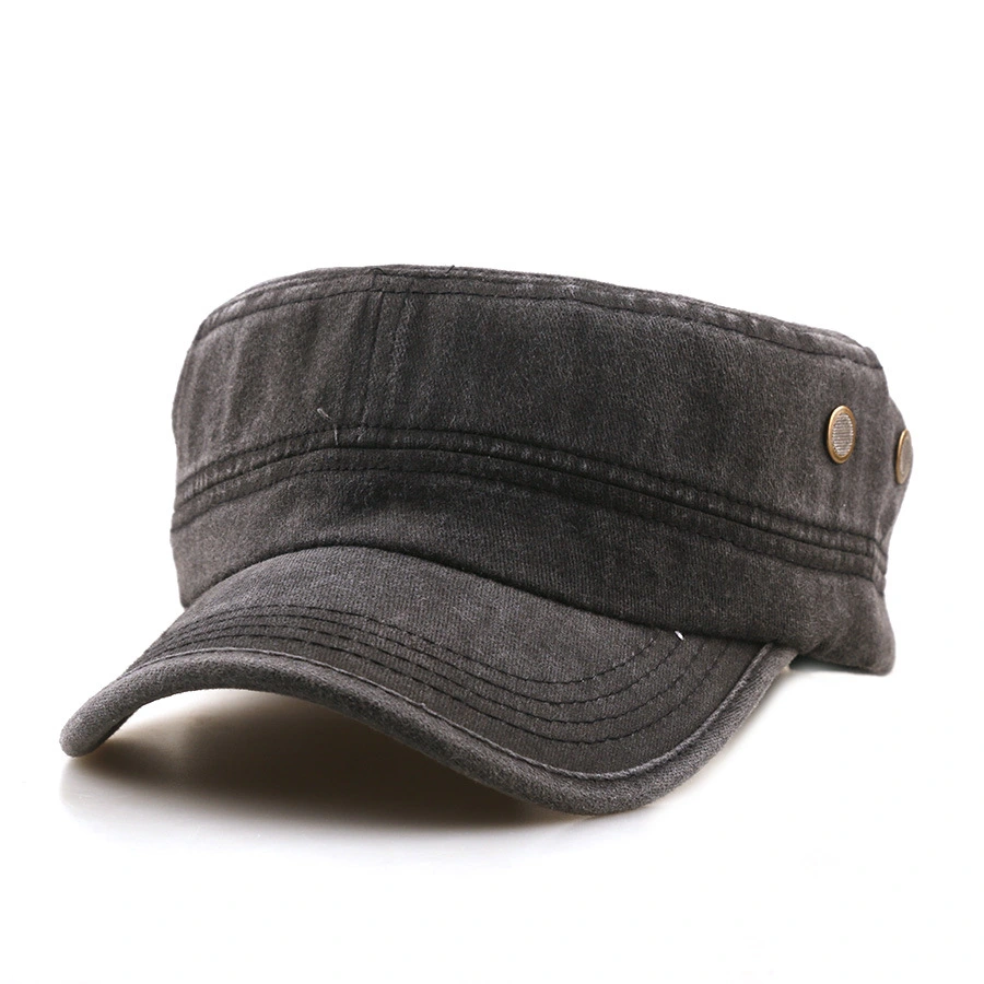 Summer Men's Solid-color Washed Vintage Flat-top Hat, Stylish And Retro Copper Mesh Snap Sun Hat, Casual And Simple Style, Suitable For Outdoor Commuting.