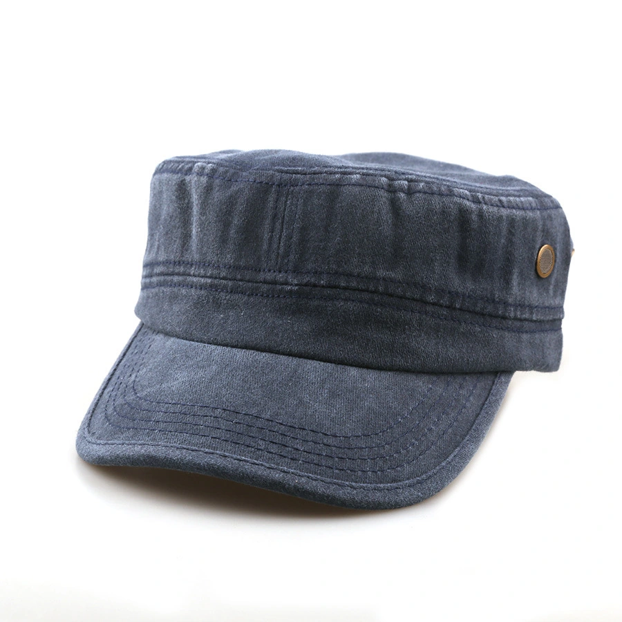 Summer Men's Solid-color Washed Vintage Flat-top Hat, Stylish And Retro Copper Mesh Snap Sun Hat, Casual And Simple Style, Suitable For Outdoor Commuting.