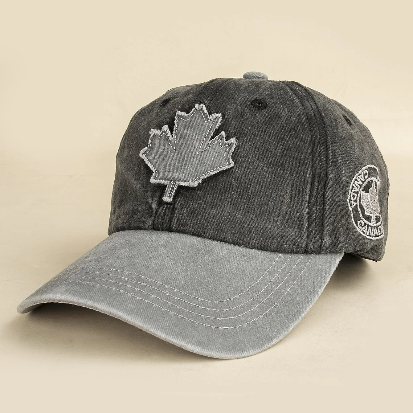 Summer Men's And Women's Multi-color Washed Distressed Vintage-style Maple Leaf Sun-protective Beanie For Casual And Versatile Outdoor Commuting Wear.