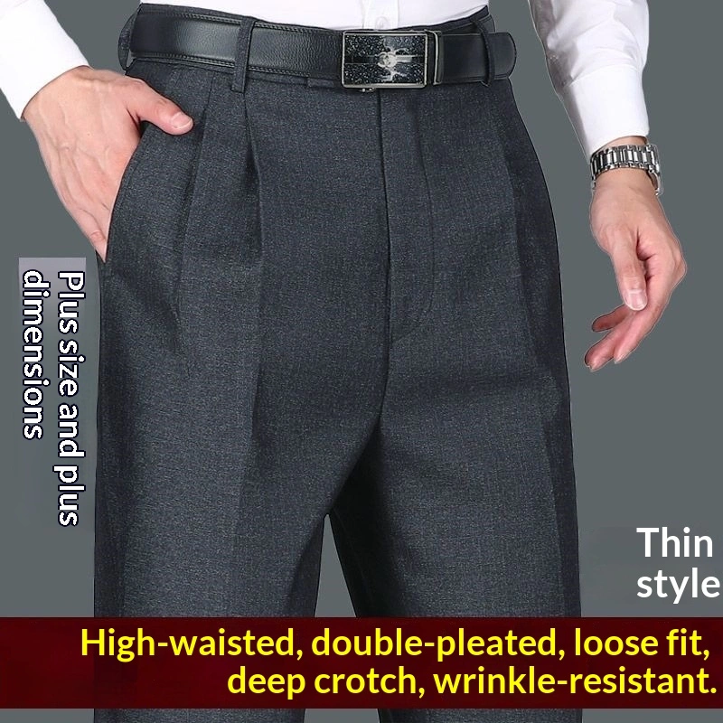 Mens Casual Double-pleat Trousers For Spring And Summer