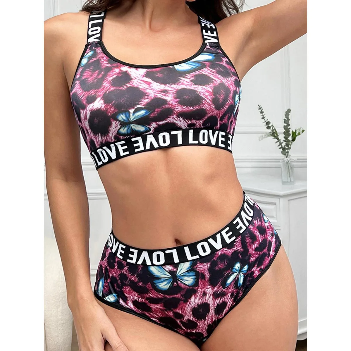 Three-piece Leopard-print Womens Set