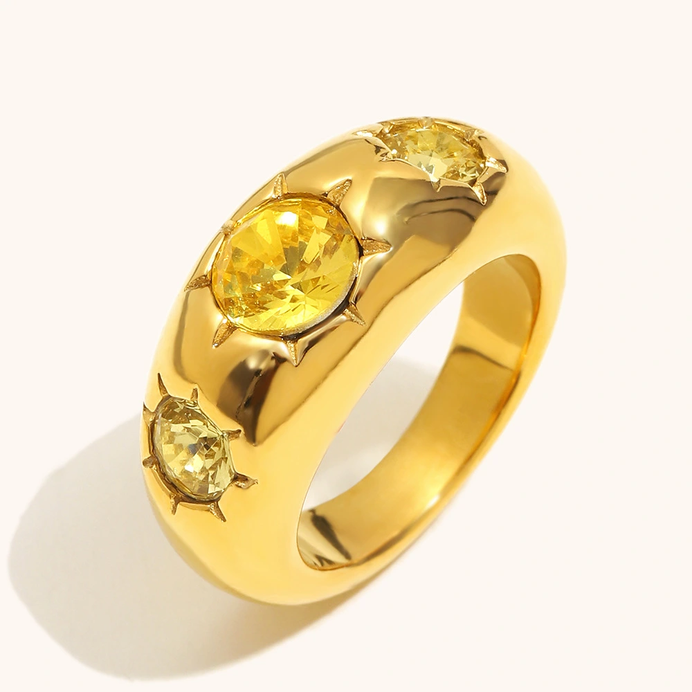 Womens Stainless Steel Ring In Gold-champagne Color
