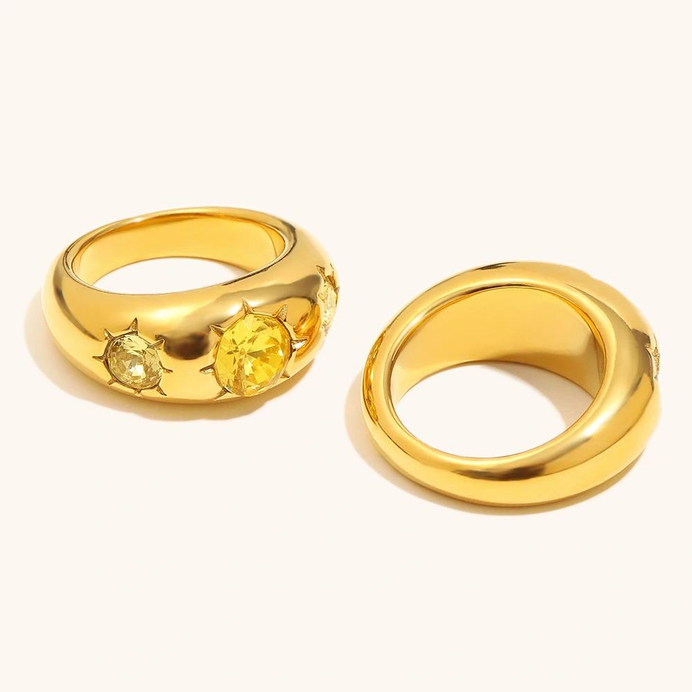 Womens Stainless Steel Ring In Gold-champagne Color