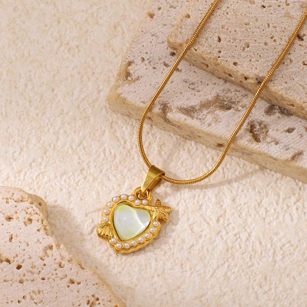 Stainless Steel Ocean Breeze Heart-shaped Pendant Necklace