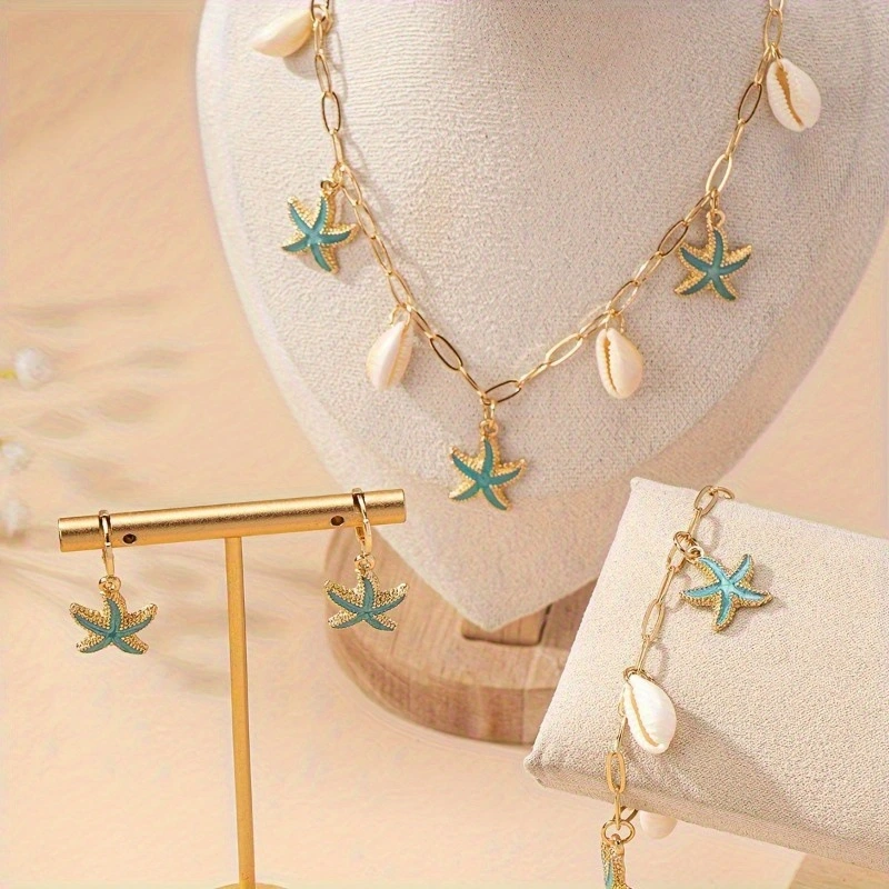 Starfish And Seashell Necklace Bracelet And Earrings