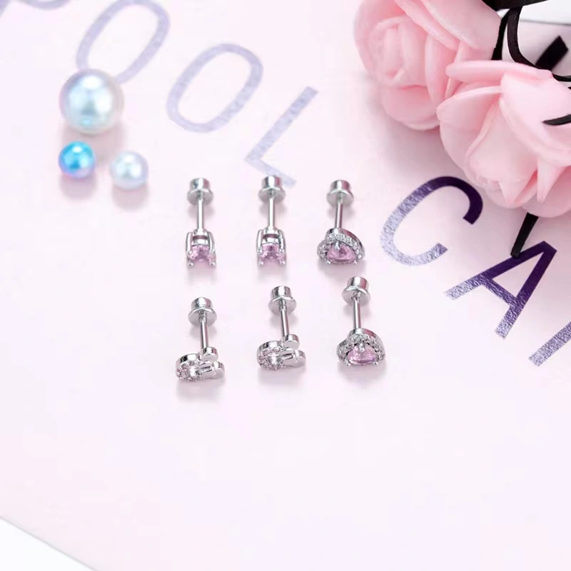 Zircon Heart Bow Earrings