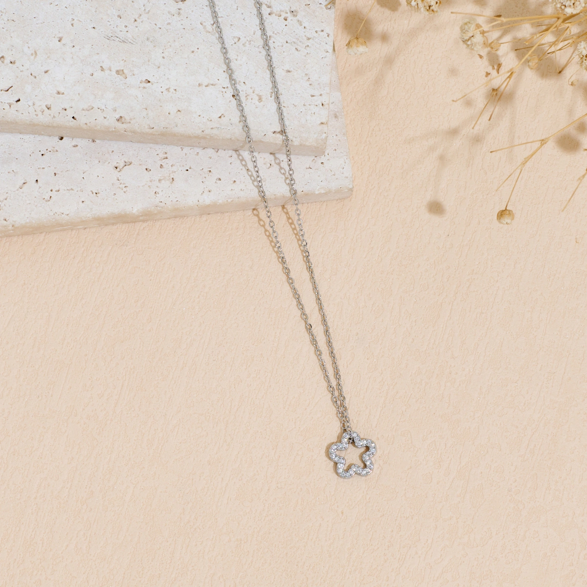 Stainless Steel Hollow Geometric Pendant Necklace