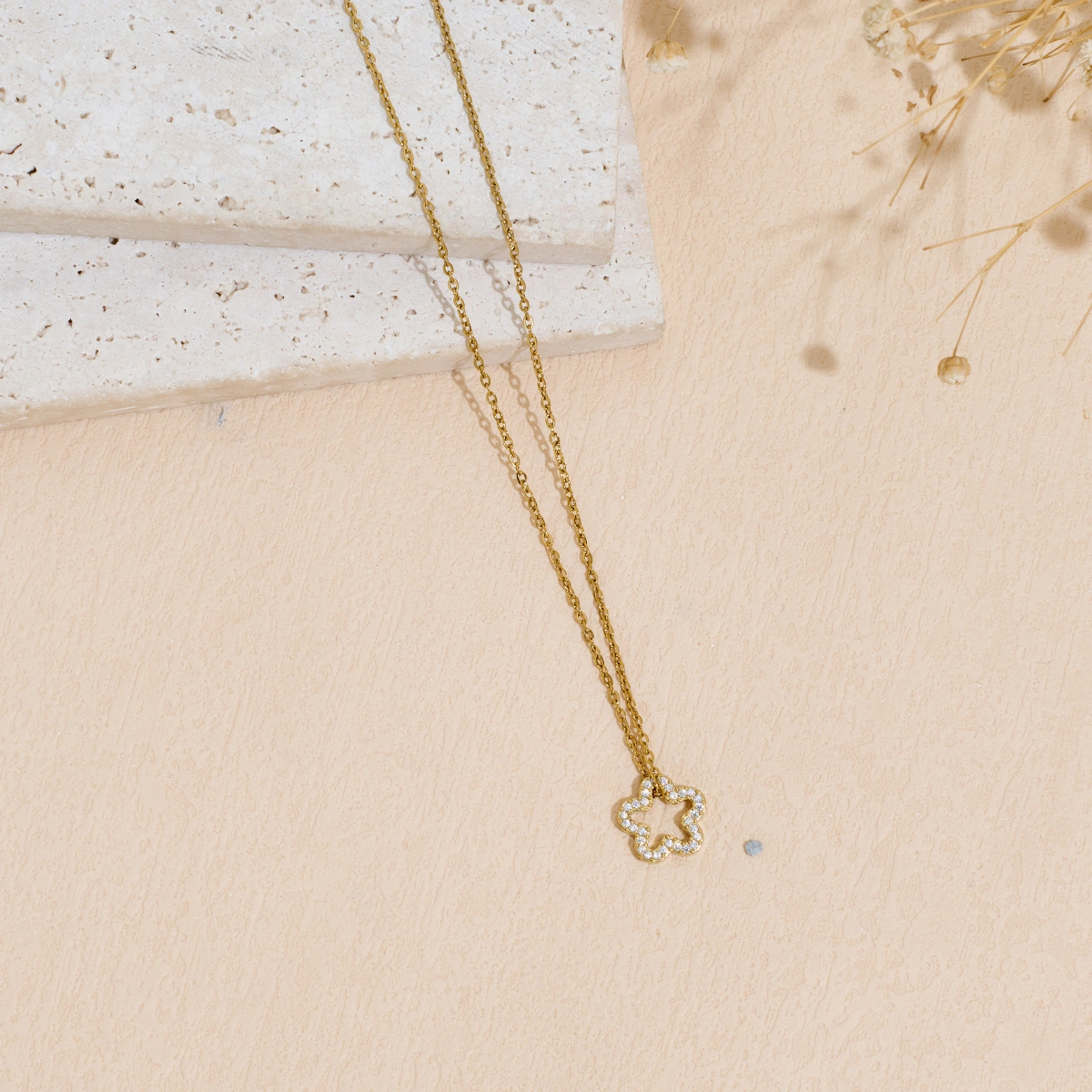 Stainless Steel Hollow Geometric Pendant Necklace