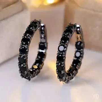 Versatile Dark-style Black Fully Diamond-studded Earrings