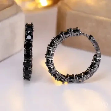 Versatile Dark-style Black Fully Diamond-studded Earrings