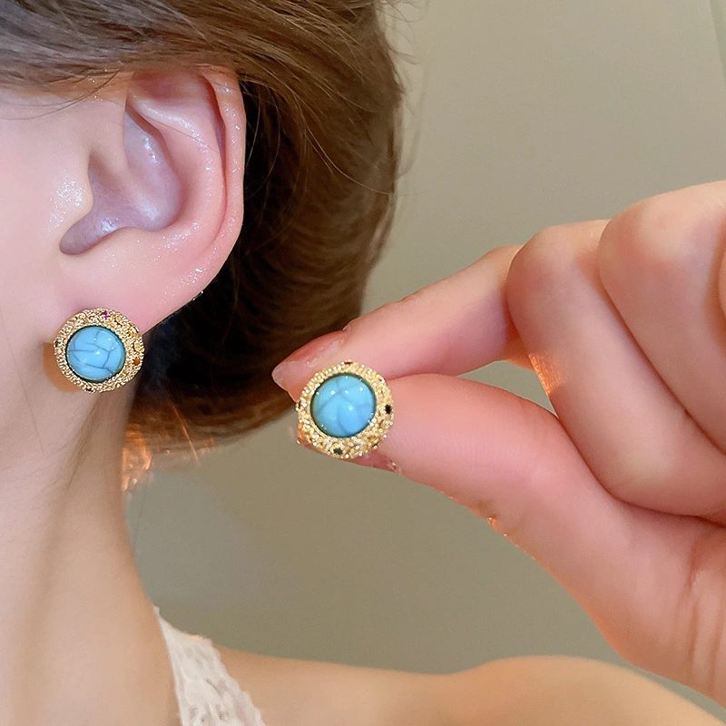Silver Needle Minimalist Resin Rhinestone Earrings Jewelry