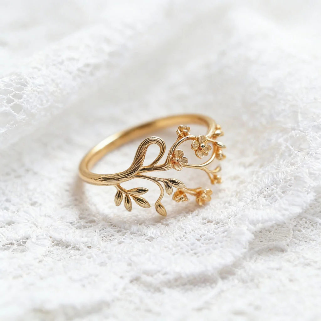 High-end Natural-style Hollow-flower Ring
