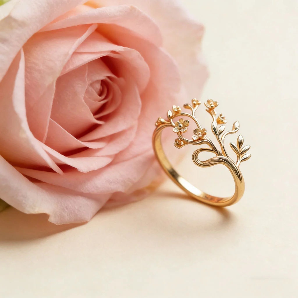 High-end Natural-style Hollow-flower Ring