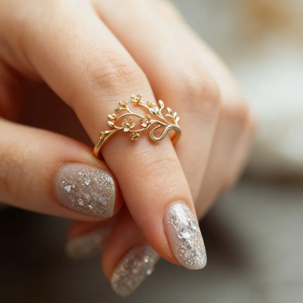 High-end Natural-style Hollow-flower Ring