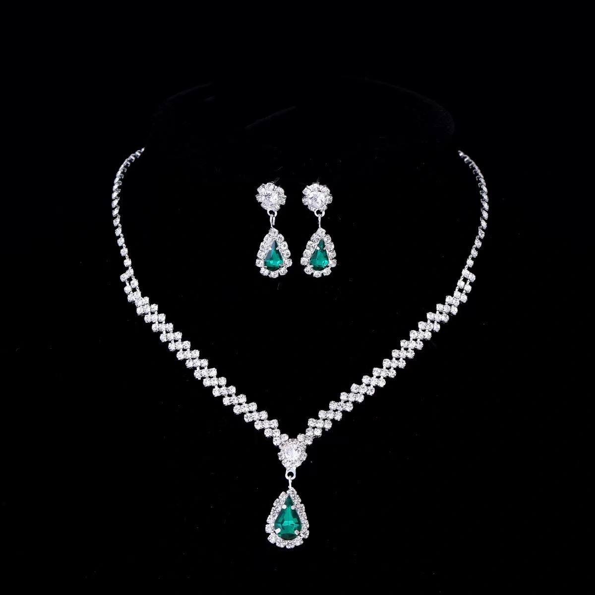 Rhinestone Necklace And Earring Set Of Two Pieces