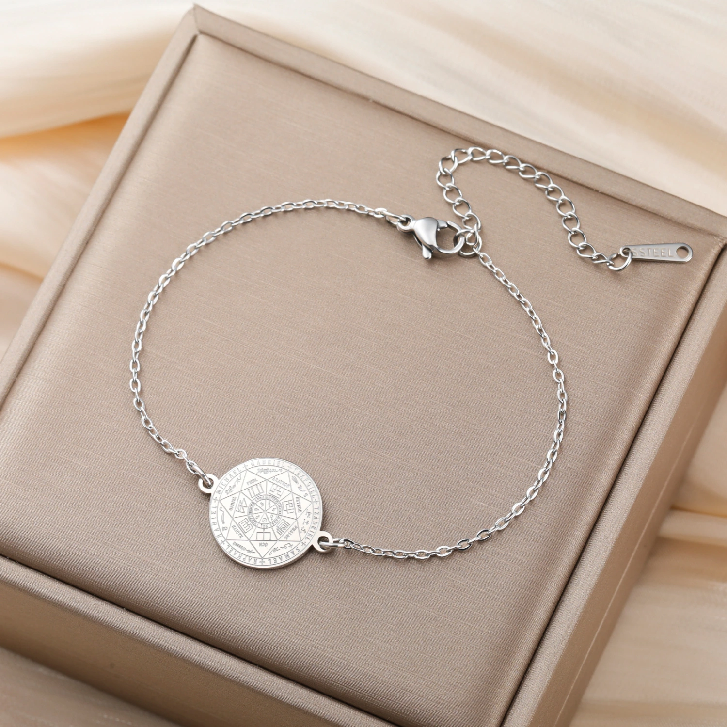 Stainless Steel Seven Archangels Pendant Bracelet