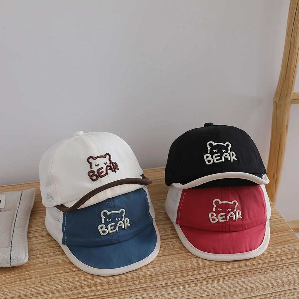 Children's Summer And Spring Lightweight Sweat-wicking Embroidered Letter BEAR Baseball Cap For Boys And Girls, Baby-friendly Sun Protection, Fashionable Baseball Cap