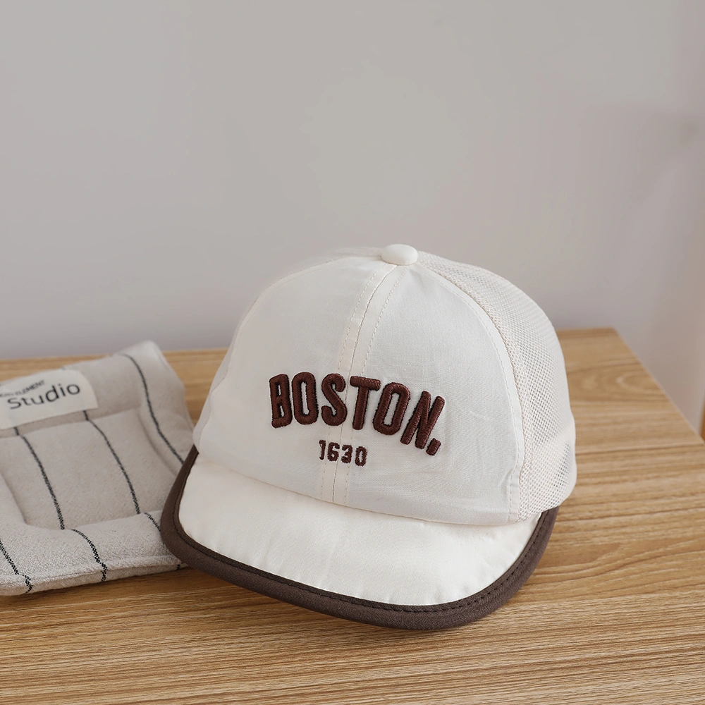 Boy And Girl Baby Hats - Casual And Fashionable Embroidered Letter Short Brimmed Baseball Cap With Mesh Ventilation And Sun Protection, Lightweight Model