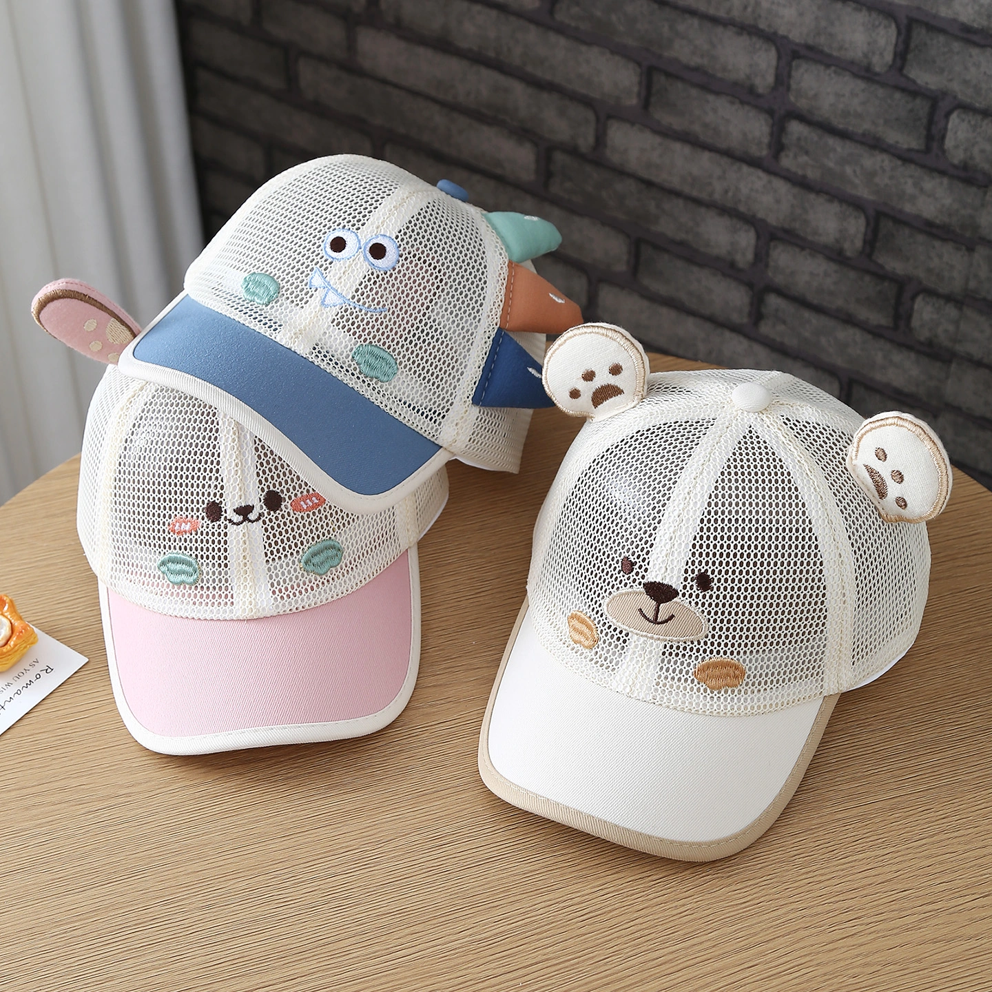 Children's Hats - Summer Boys And Girls Cartoon Ear Mesh Breathable Baseball Caps - Baby Outdoor Sun Protection Beanie Hats