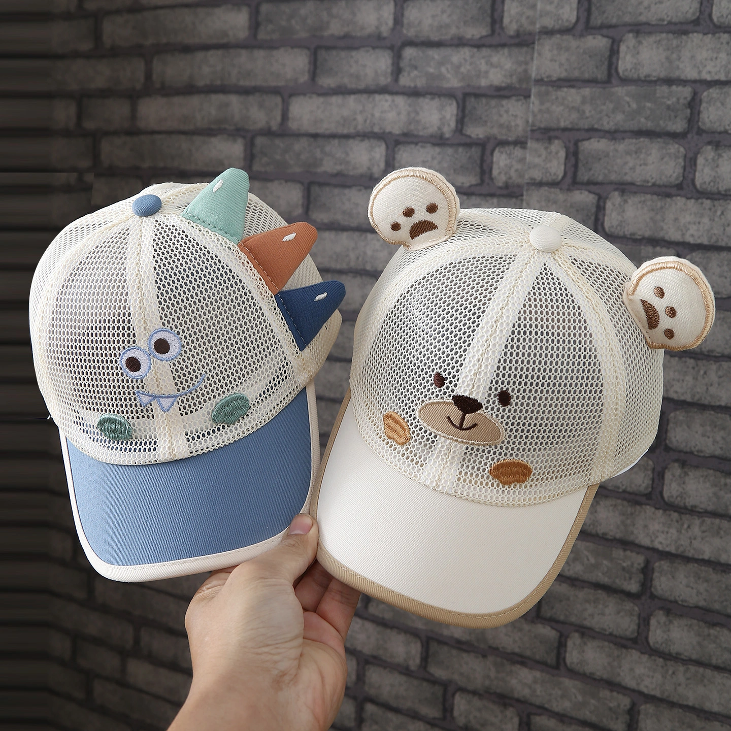 Children's Hats - Summer Boys And Girls Cartoon Ear Mesh Breathable Baseball Caps - Baby Outdoor Sun Protection Beanie Hats
