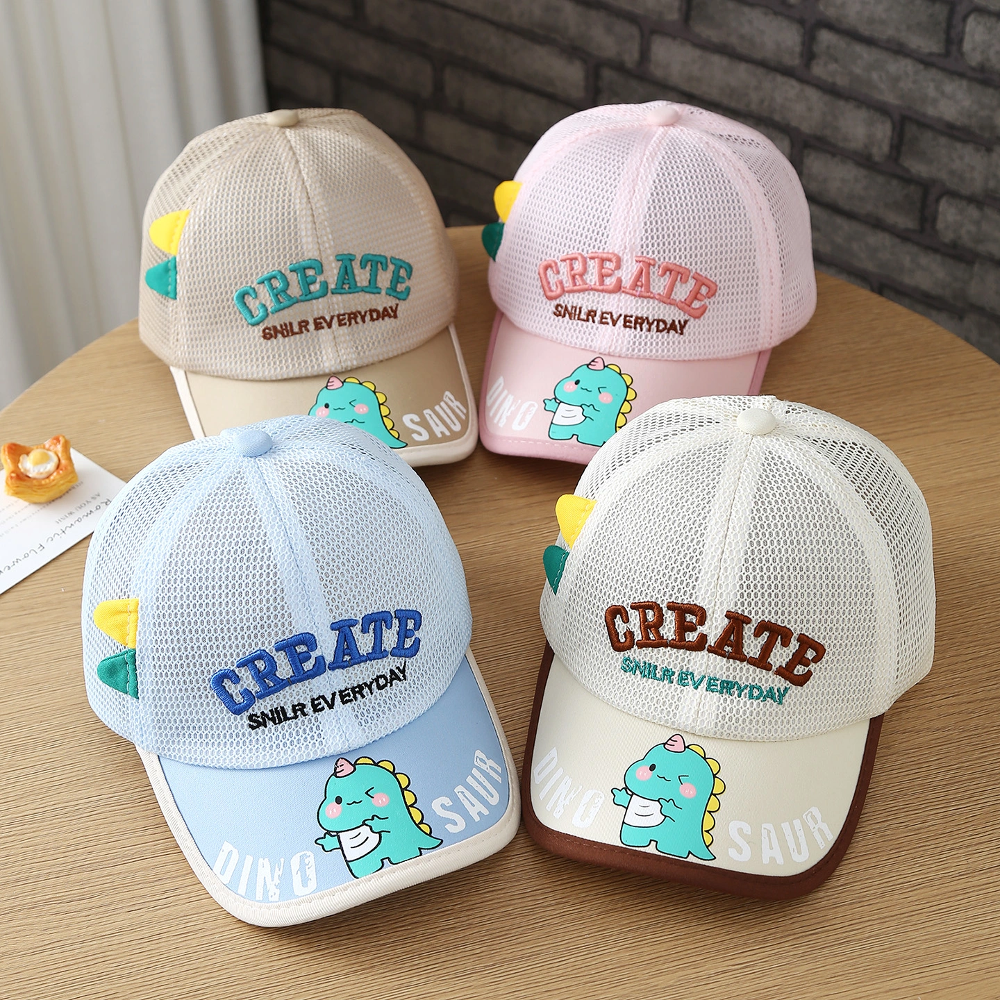 Summer Printed Green Dinosaur Boys' And Girls' Baseball Cap With Embroidered Letters And Fringed Cartoon Baby Sun Hat For Protection From The Sun