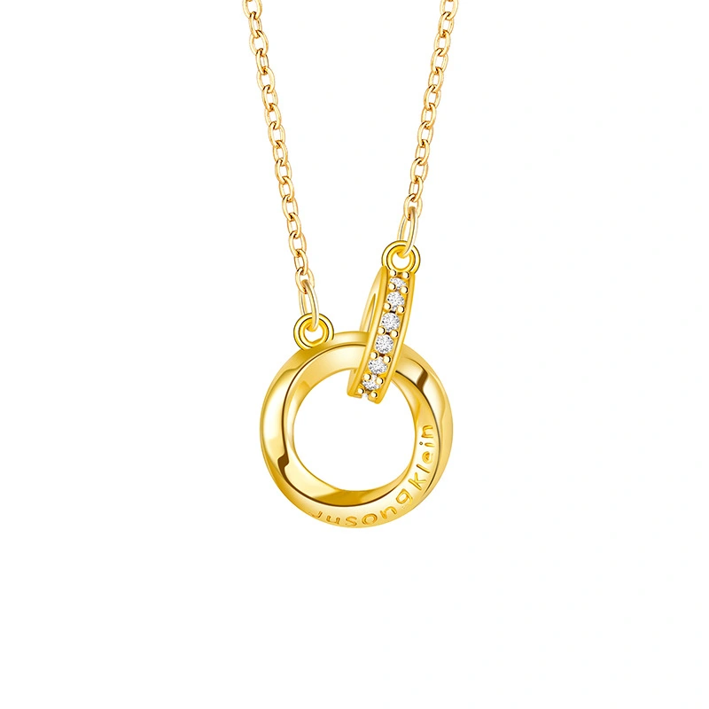 Goldcolored Doublering NecklaceStainless Steel
