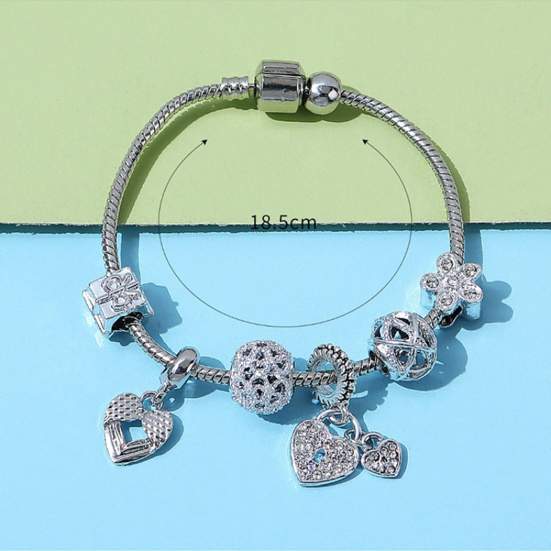 Charity Sparkling Diamond-Encrusted Rose Gold Beaded Hollow Carved Bracelet