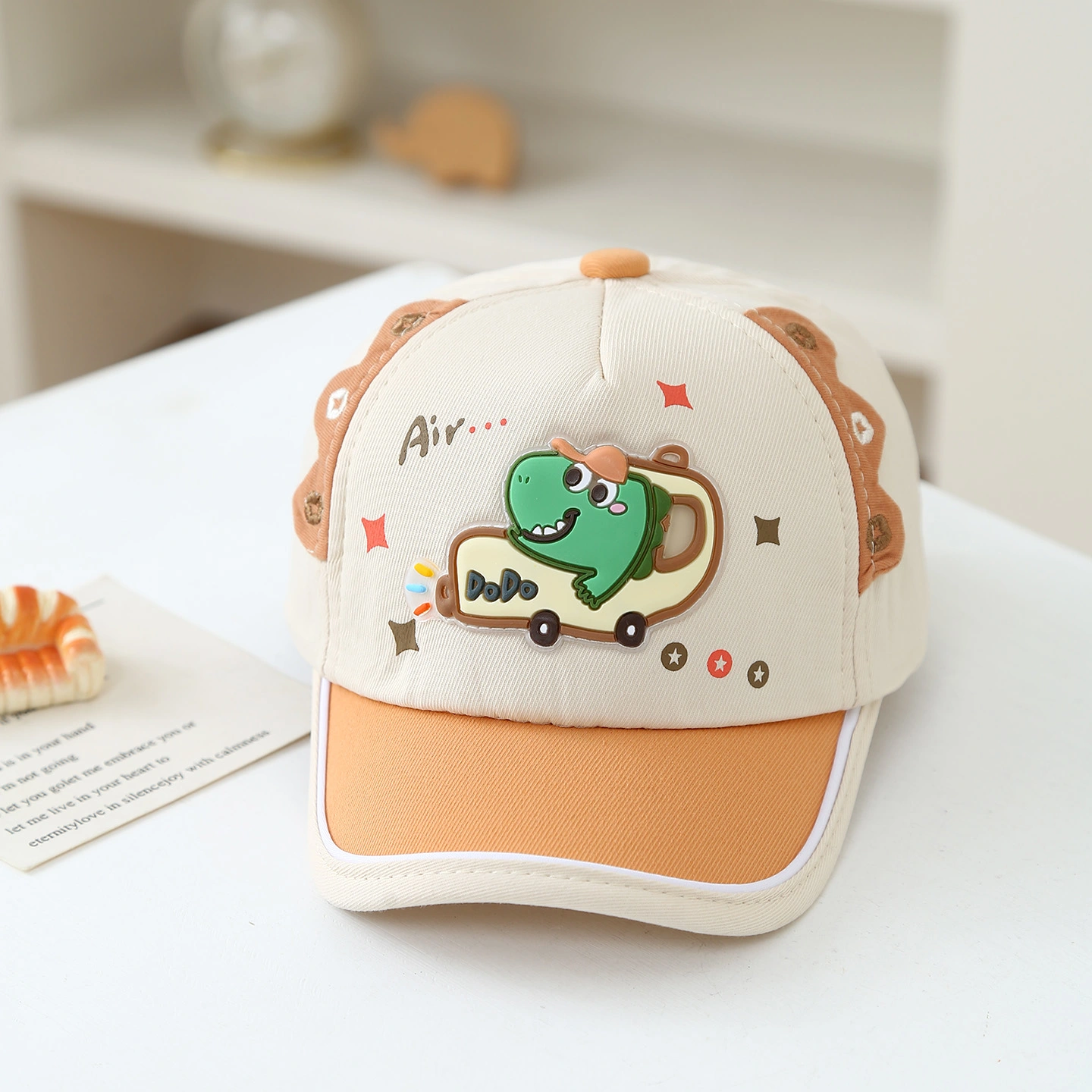 Korean-style Cartoon Car Dinosaur Baby Cute Style Baseball Cap With Soft Top, Fashionable Style Baby Hat For Outdoor Sun Protection And Shade