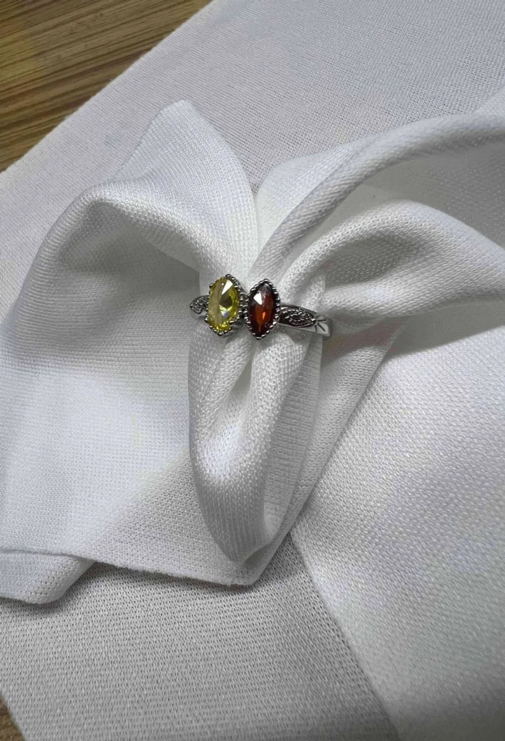 Personalized Round Rectangular Stone Minimalist Ring For December