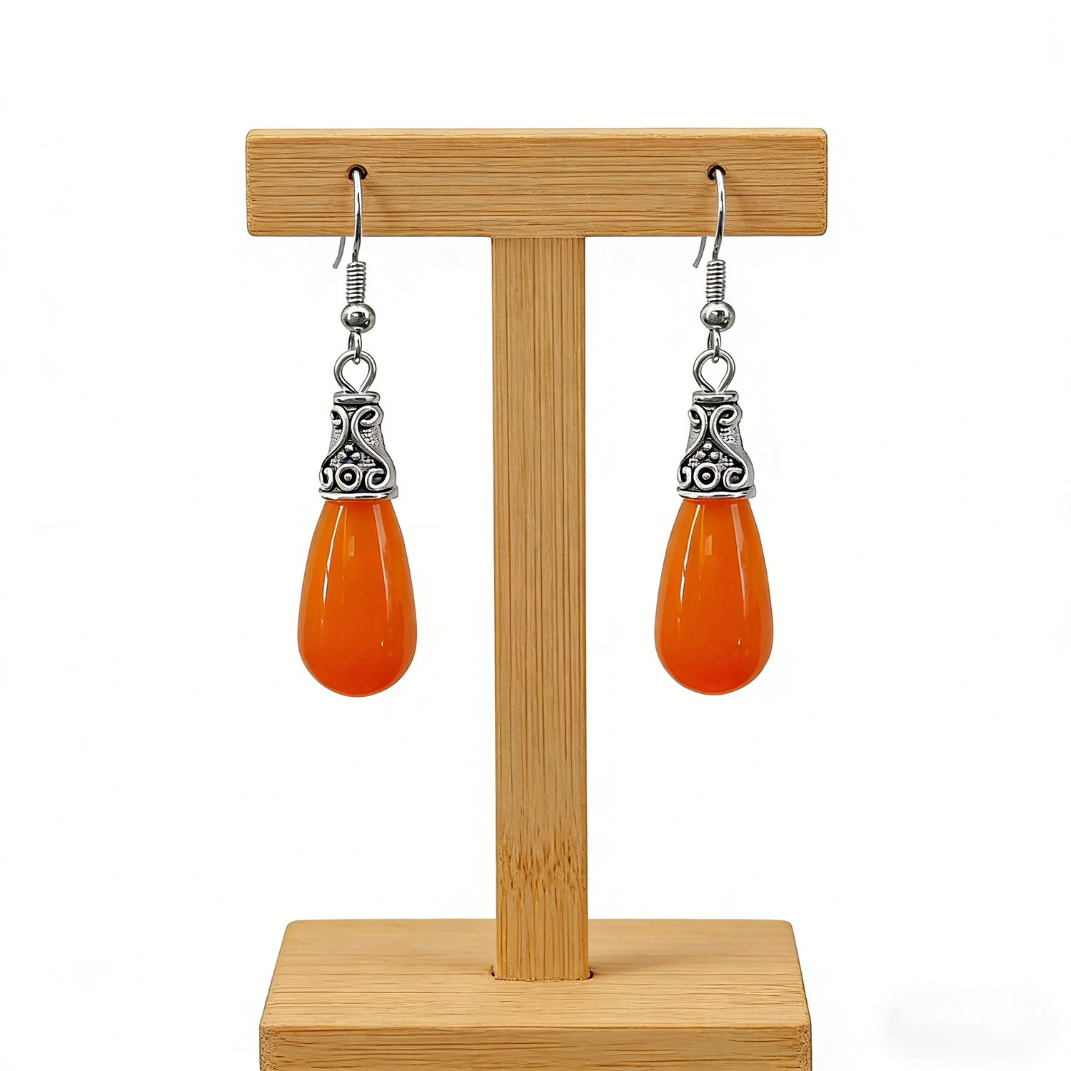 Ethnic-style Tangerine-red Drop Earrings Long Style