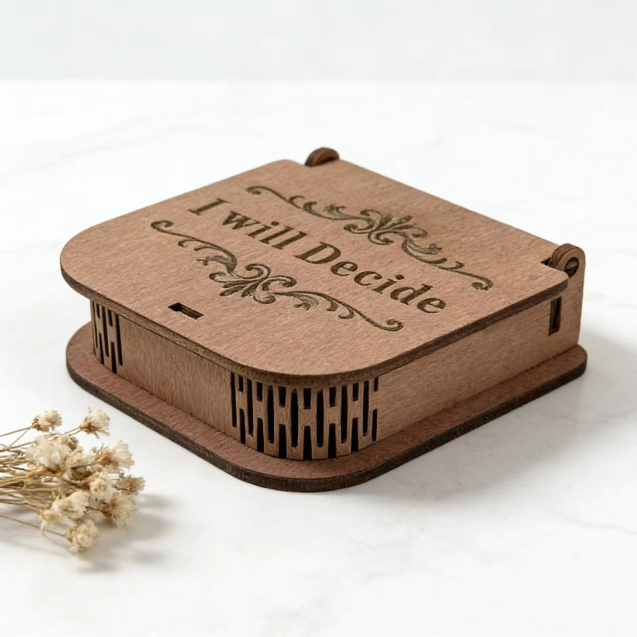 Creative Gift Decision Coin, Retro Square Wooden Decision Maker, Custom Solid Wood Gift Box, Desktop Ornament