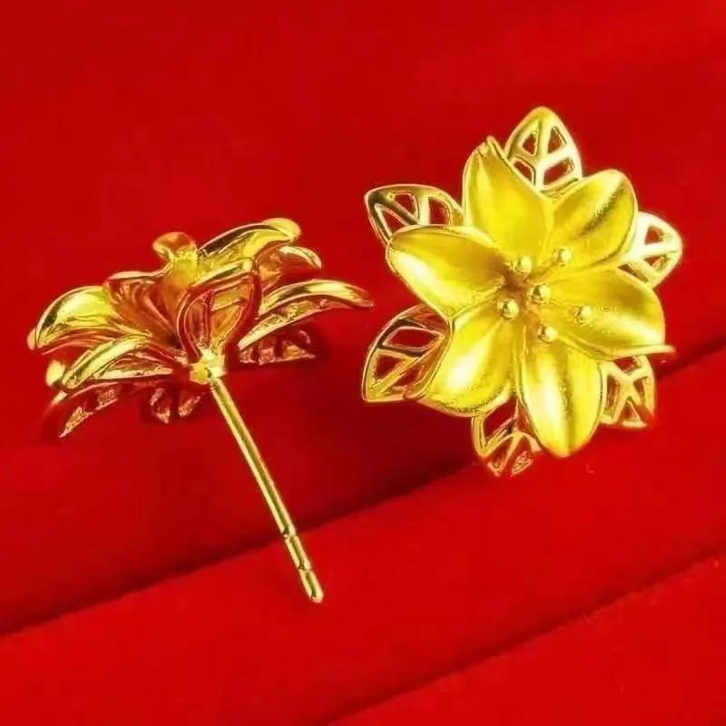 Elegant All-match Lily Flower Stud Earrings