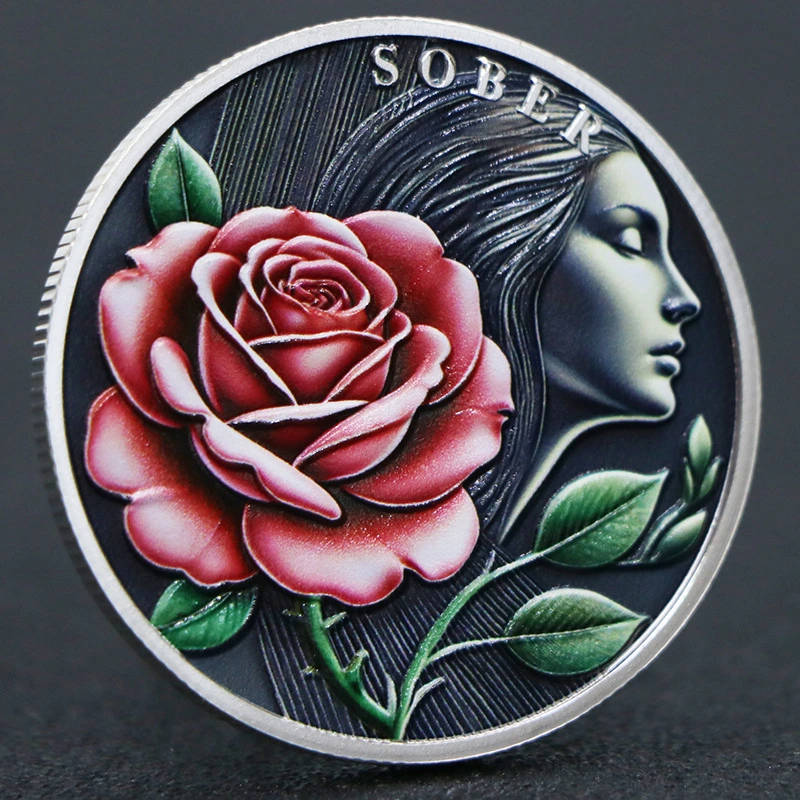 Rose-shaped Alloy Commemorative Coin