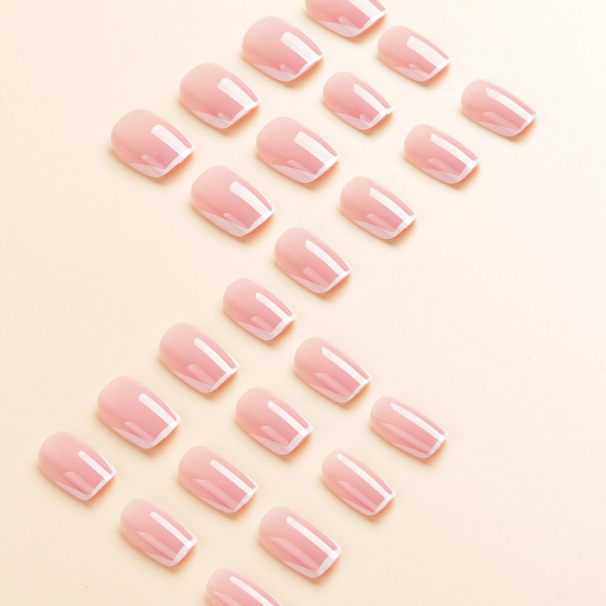 Minimalist Small T-Shaped Ballet-Style Trapezoid French Manicure With Delicate Edges