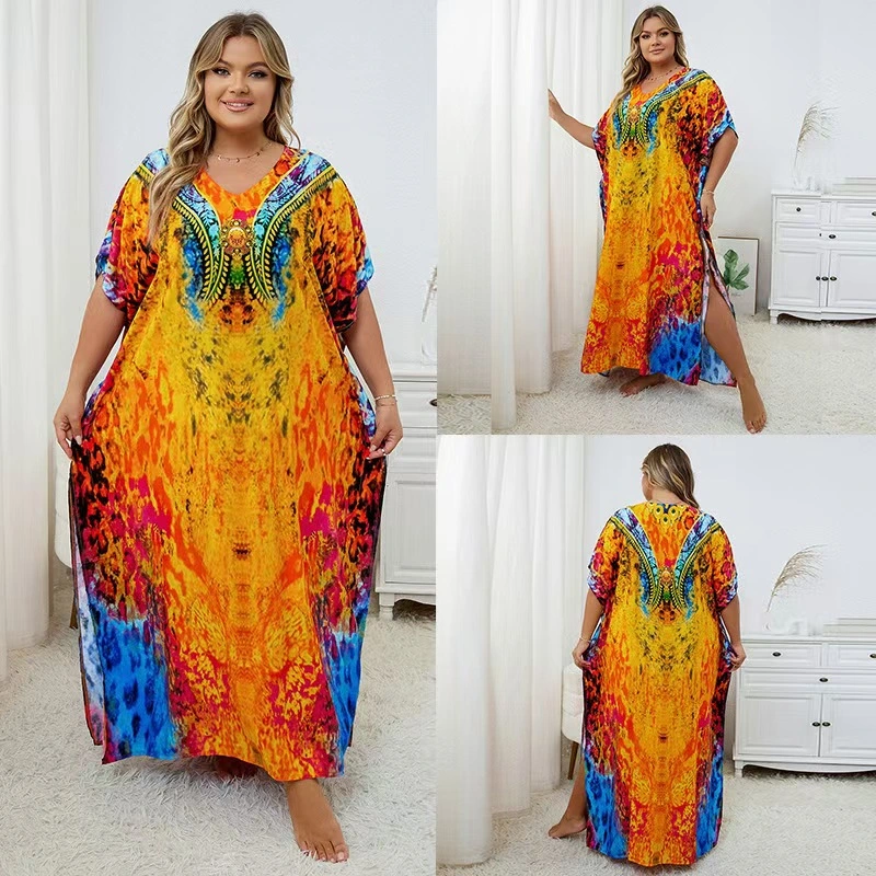 Printed Loose Plus-Size Holiday Dress
