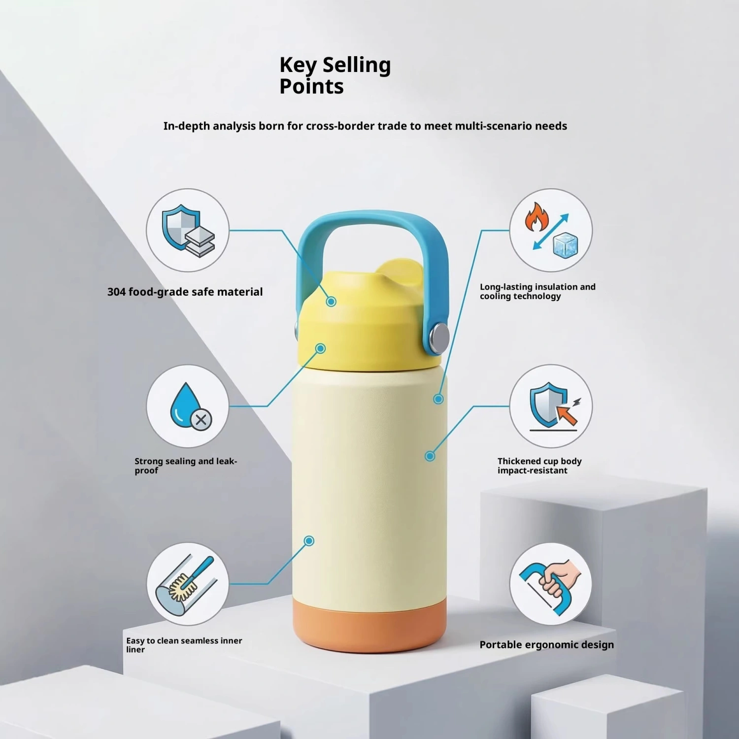 Amazon Space Mug Handle Stainless Steel Insulated Water Bottle
