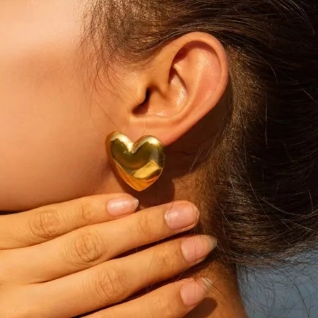 Retro Heart-Shaped Stainless Steel Earrings For Women