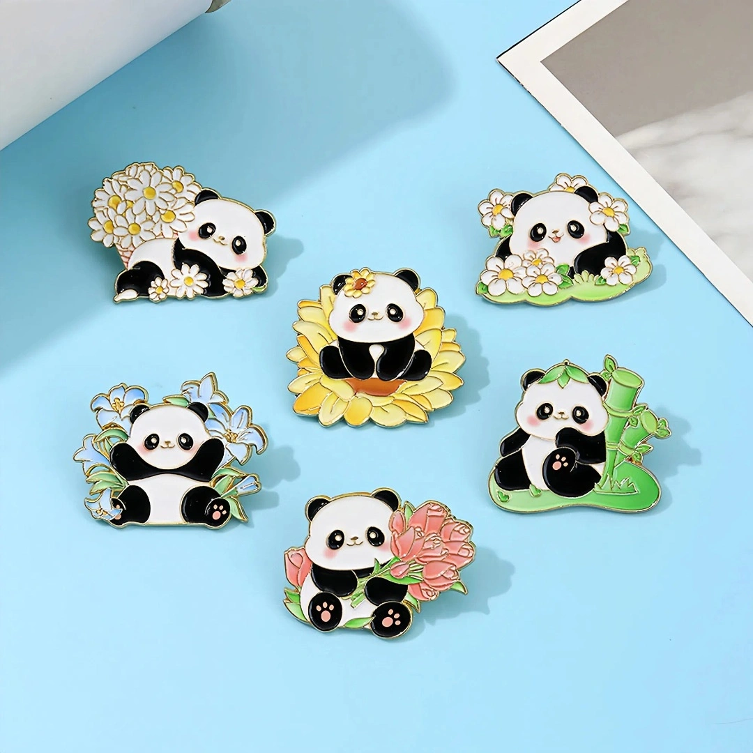 Creative Panda Bouquet Badge Cute Cartoon Animal
