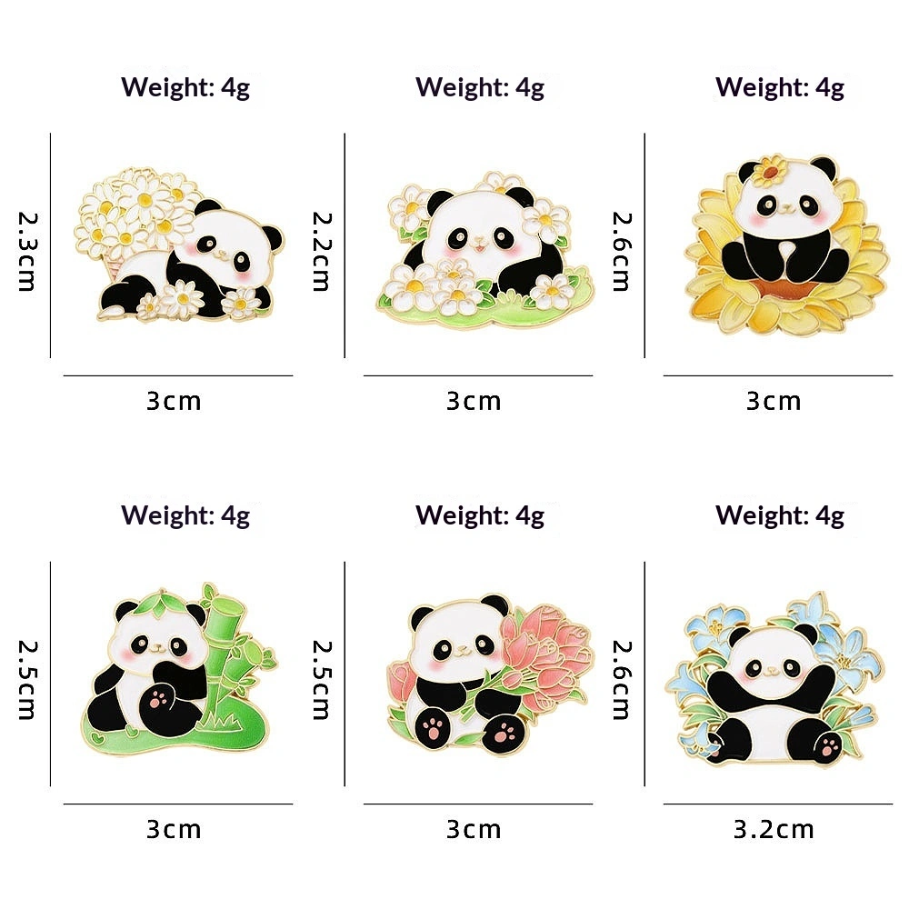 Creative Panda Bouquet Badge Cute Cartoon Animal