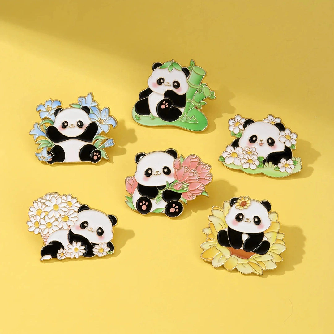 Creative Panda Bouquet Badge Cute Cartoon Animal