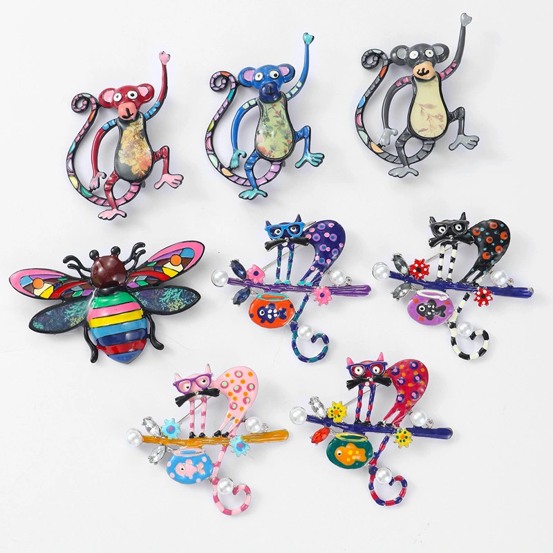 Alloy Oil-dropping Cute Animal Monkey Pin