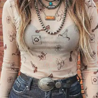 Fashionable All-Match Floral Print Base Shirt For Women