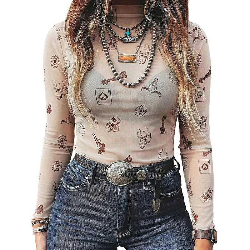 Fashionable All-Match Floral Print Base Shirt For Women