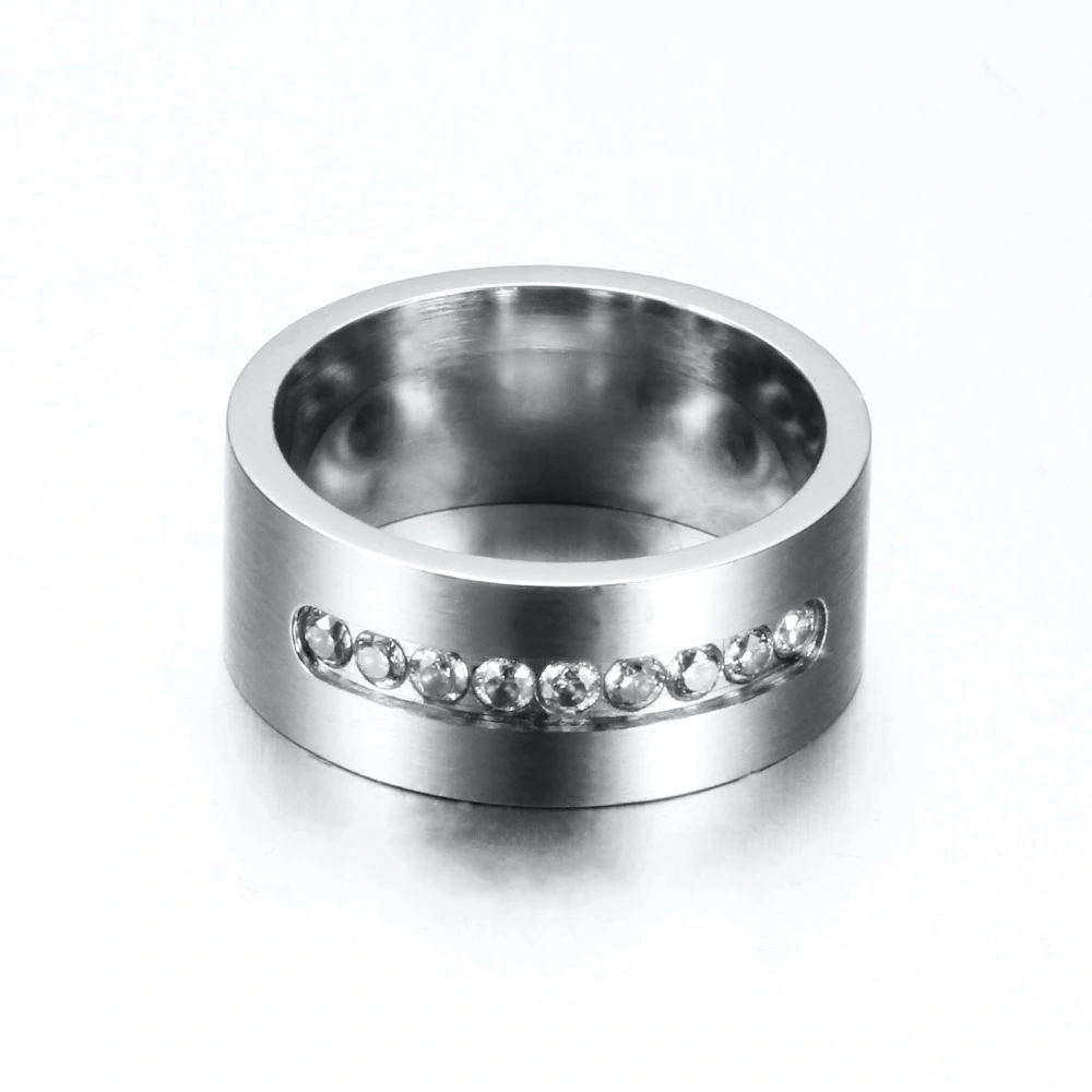 Men's Stainless Steel Ring With Zircon Inlay