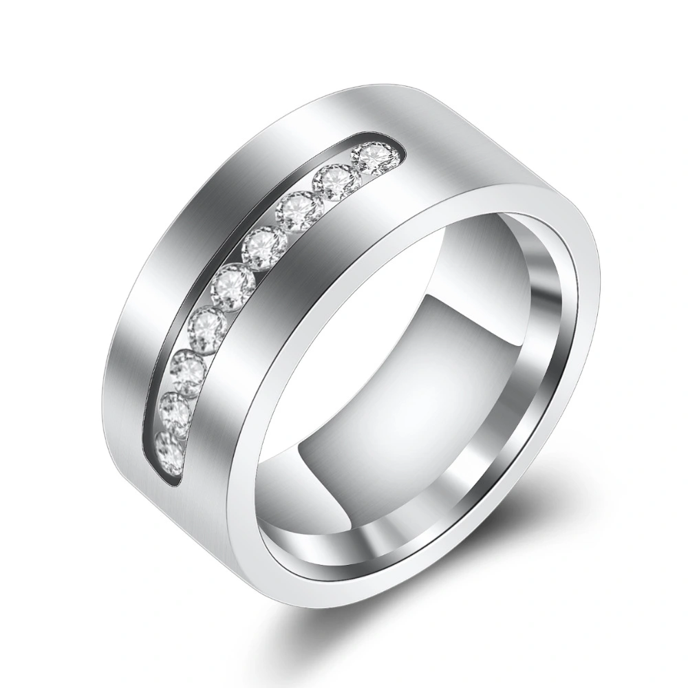 Men's Stainless Steel Ring With Zircon Inlay