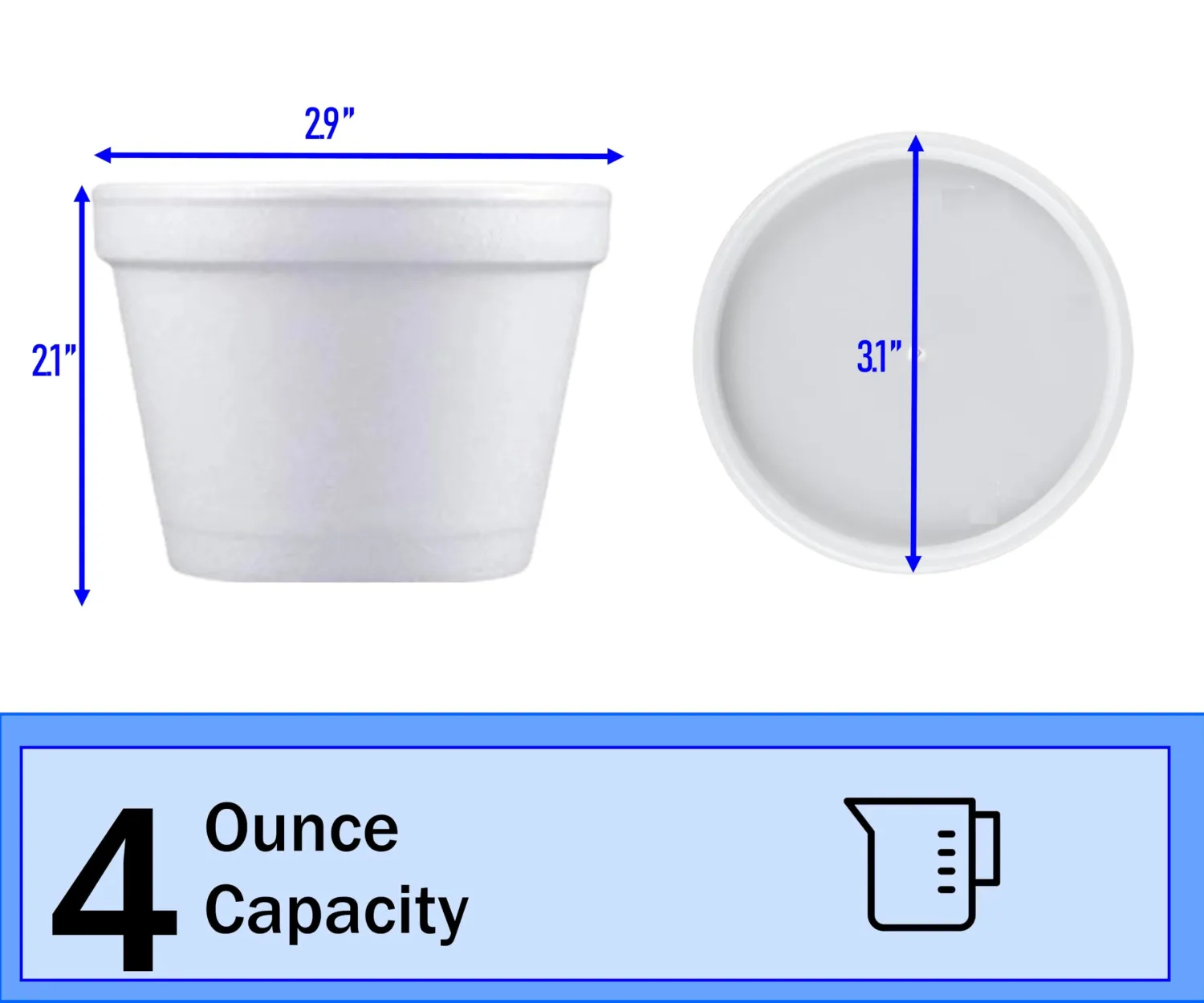 Mr Miracle 4 Ounce Foam Cup with Vented Lid in White. Hot and Cold Foods. For Ice Cream, Yogurt, Soup, Takeout, Carryout. Model MM-4J6/6JL (100, 4 Ounce)