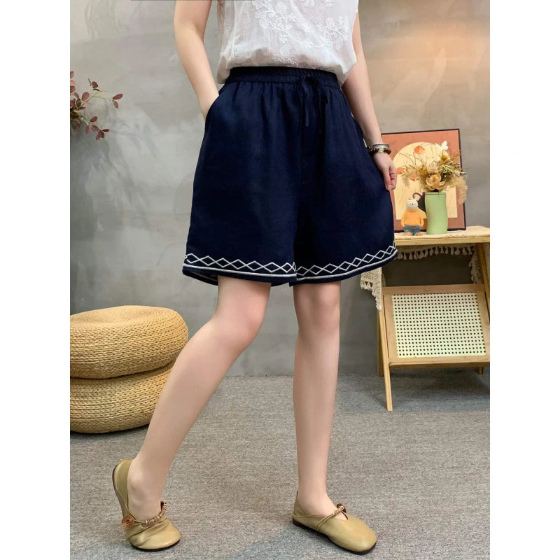 Summer New Style Retro Embroidered Wide-Leg Pants For Women